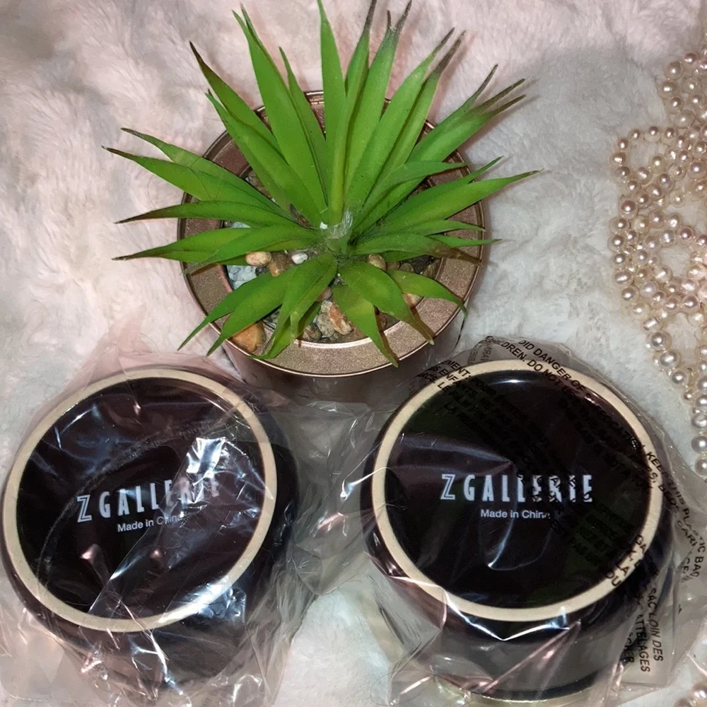 🆕Z Gallerie Multi-Use Storage Duo Two Ceramic Canisters;Goldtone Cushioned lids